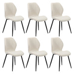 Dining Chairs Padded Seat Armless Boucle White
