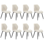 Dining Chairs Padded Seat Armless Boucle White