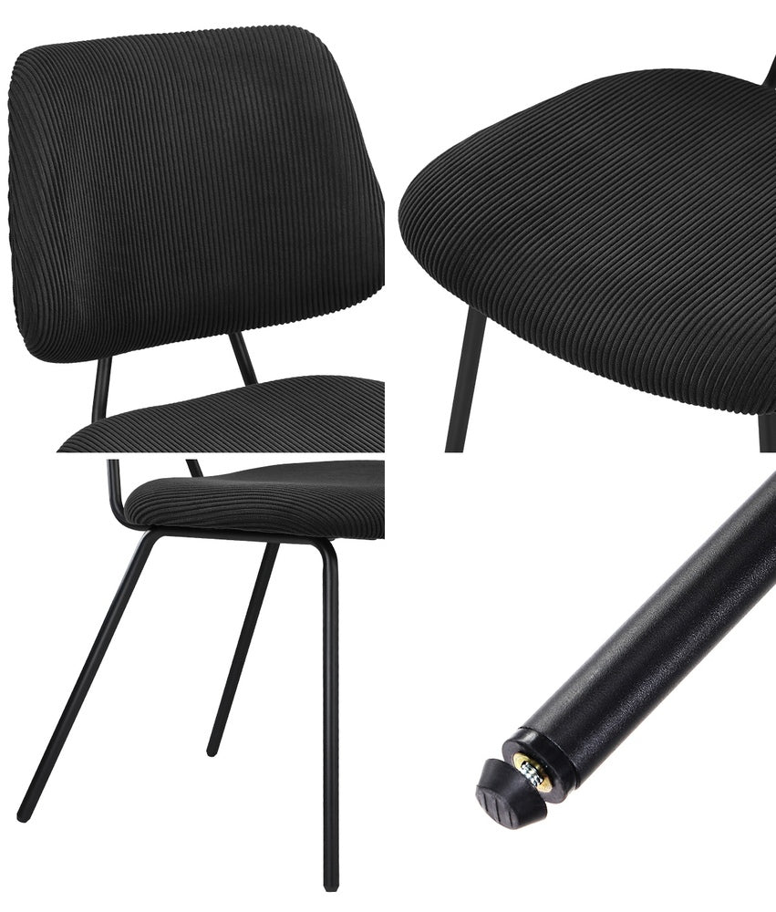 8x Dining Chair Vintage Retro Polyester Padded Dark Grey