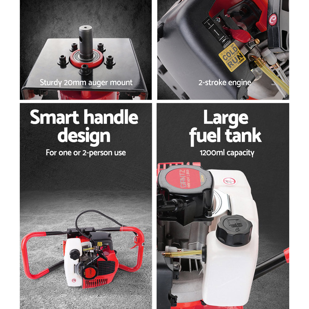 80Cc Post Hole Digger Motor Only Petrol Engine Red
