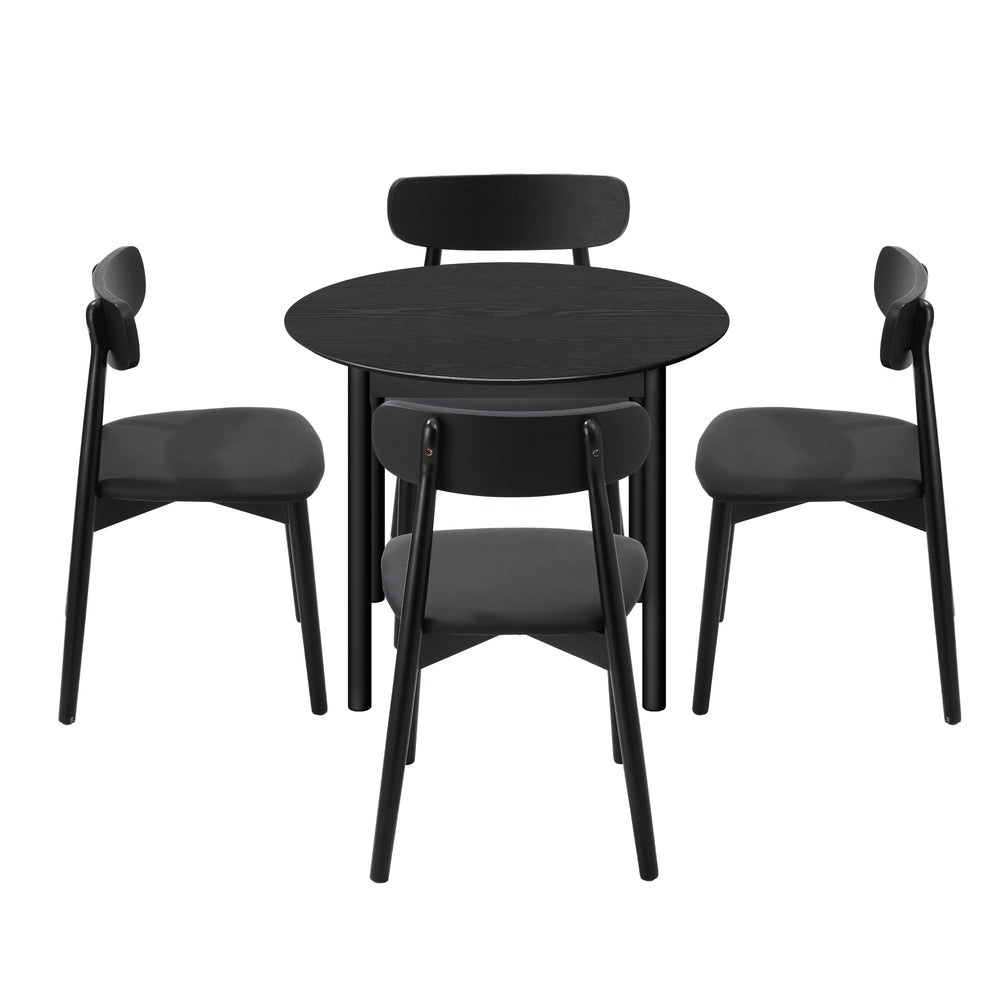Round Dining Set Black 47x51x80cm