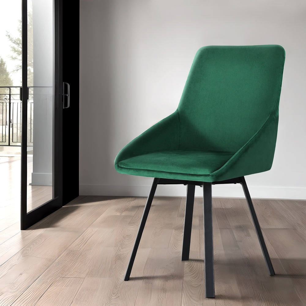 Dining Chairs Set Of 2 Velvet Swivel Base Green
