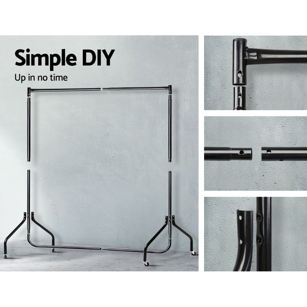 Clothes Rack Airer Coat Stand 6FT Rail Wheels