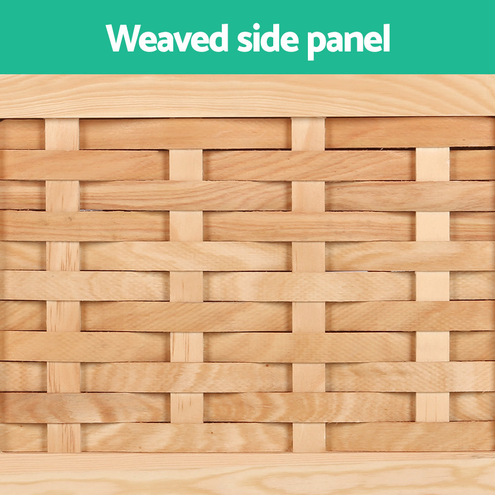 Storage Ottoman Blanket Box 80Cm Weaved Velvet Pine