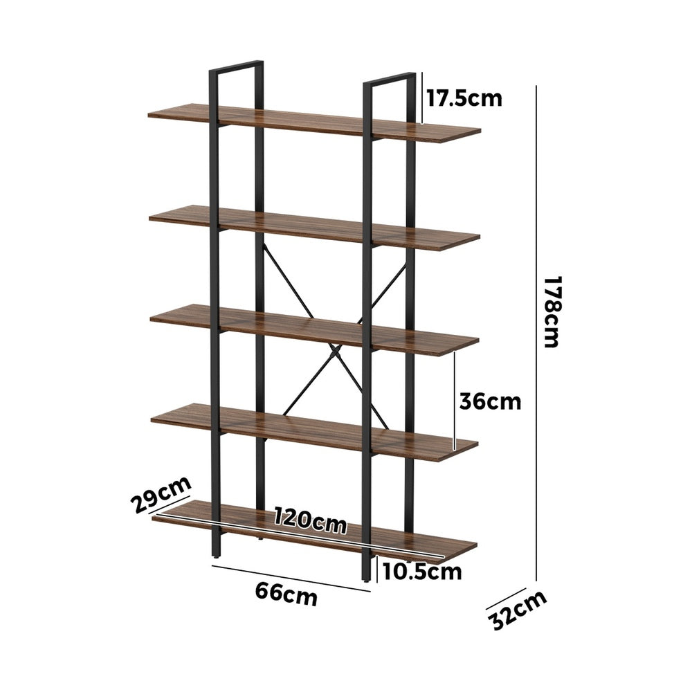 5 Tier Display Shelf Stand Bookshelf Metal Storage 1.2m - 10