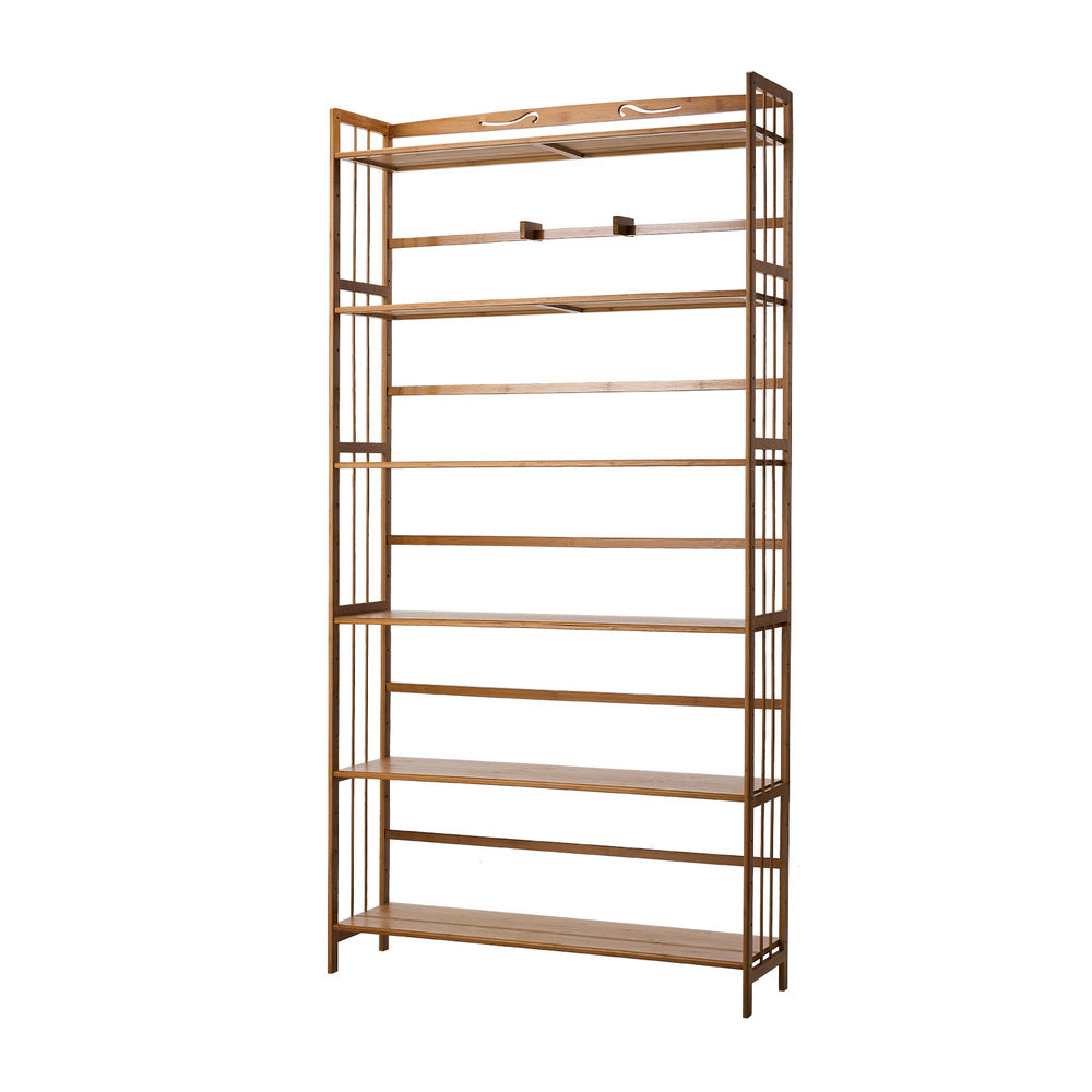 6-tier Bamboo Bookshelf Bookcase Adjustable Display Shelf