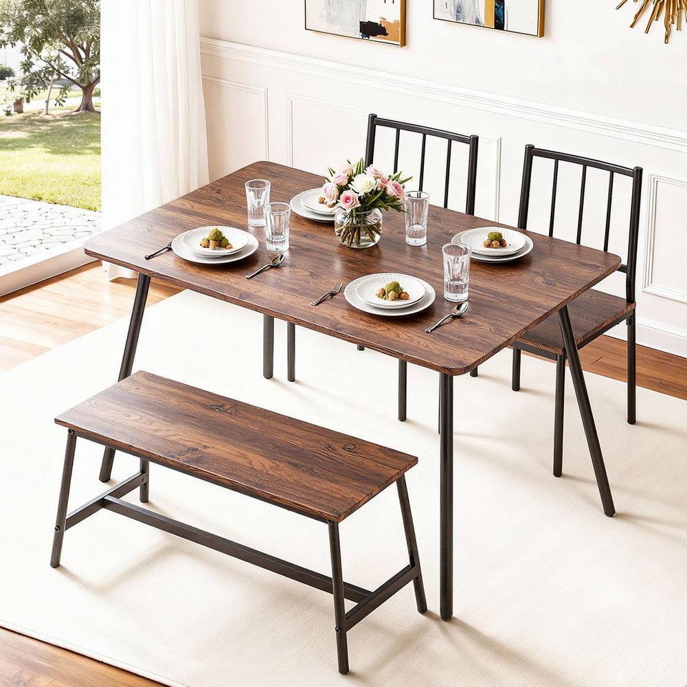 Dining Table And Chairs Set Of 4 Bench Kitchen Furniture Rustic