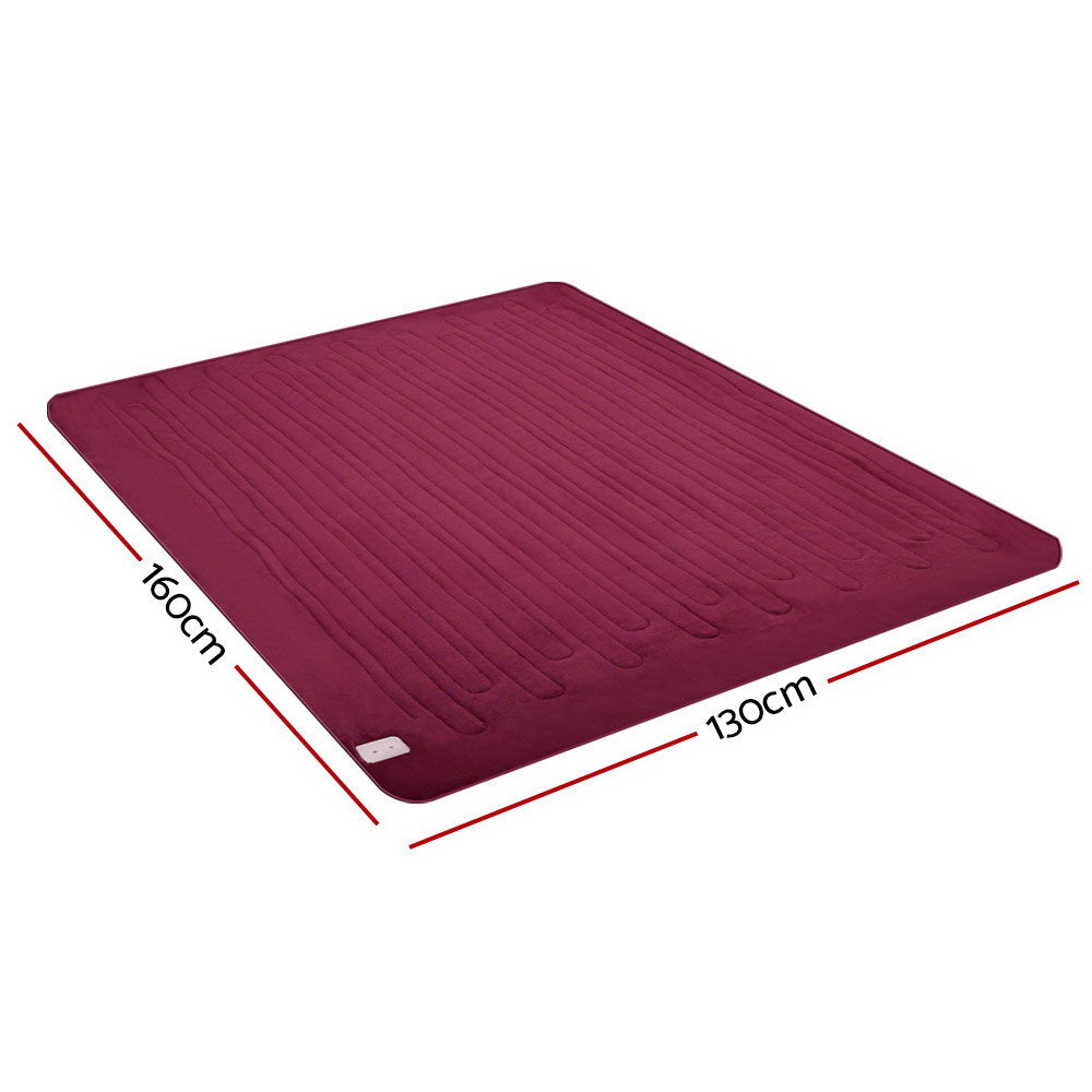 Electric Throw Rug Heated Blanket Fleece Red