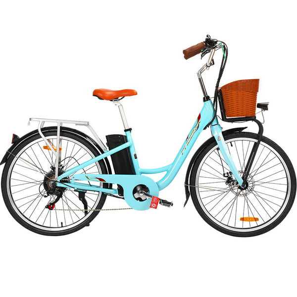  26 Inch Electric Bike Urban Bicycle Ebike Removable Battery Blue