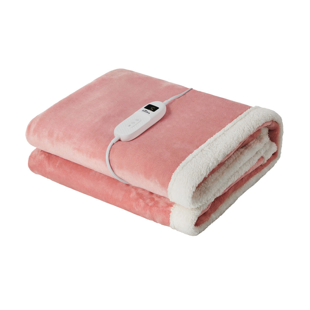 Bedding Electric Throw Heated Blanket Flannel Sherpa Brown 160x130cm - 11