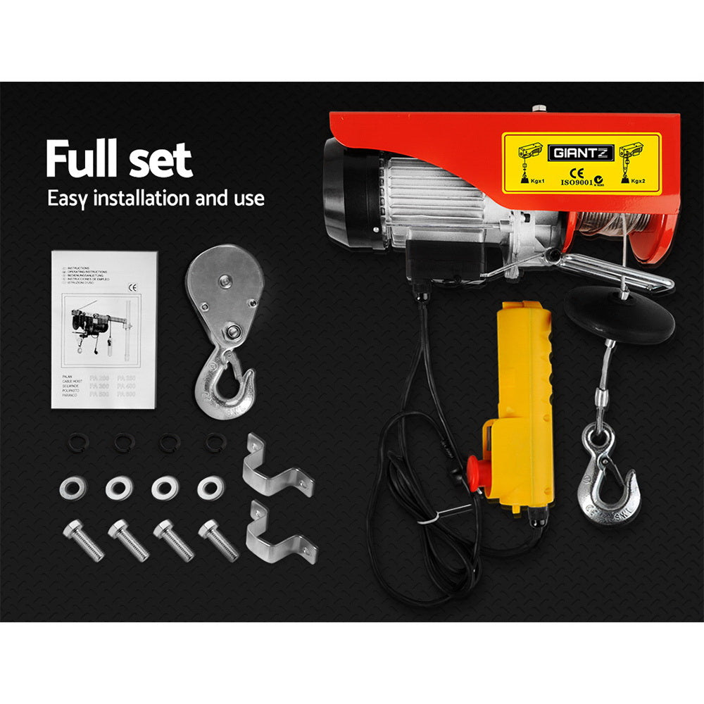 Electric Hoist Winch 300/600Kg Cable 18M Rope Tool Remote Chain Lifting
