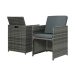 5-Piece Wicker Bistro Set - Grey Outdoor Furniture