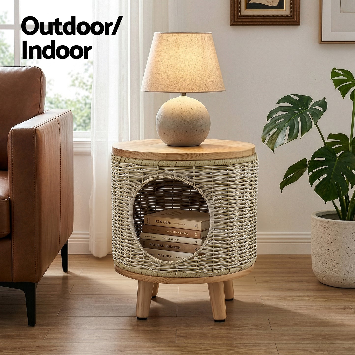 Wicker Pet Bed Side Table Rattan Steel | HomeAndLiving