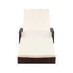 Adjustable Wicker Beach Chair Patio Lounger Brown