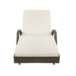 Adjustable Wicker Beach Chair Patio Lounger Grey&Beige