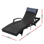 Adjustable Wicker Beach Chair Armrest Black