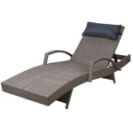 Adjustable Wicker Beach Armchair Grey&Beige