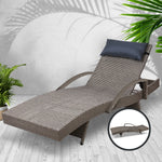Adjustable Wicker Beach Armchair Grey&Beige
