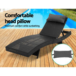 Adjustable Black Wicker Beach Chair Garden Lounger