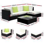 5-Piece Outdoor Sofa Set Wicker Couch Lounge Setting Cover