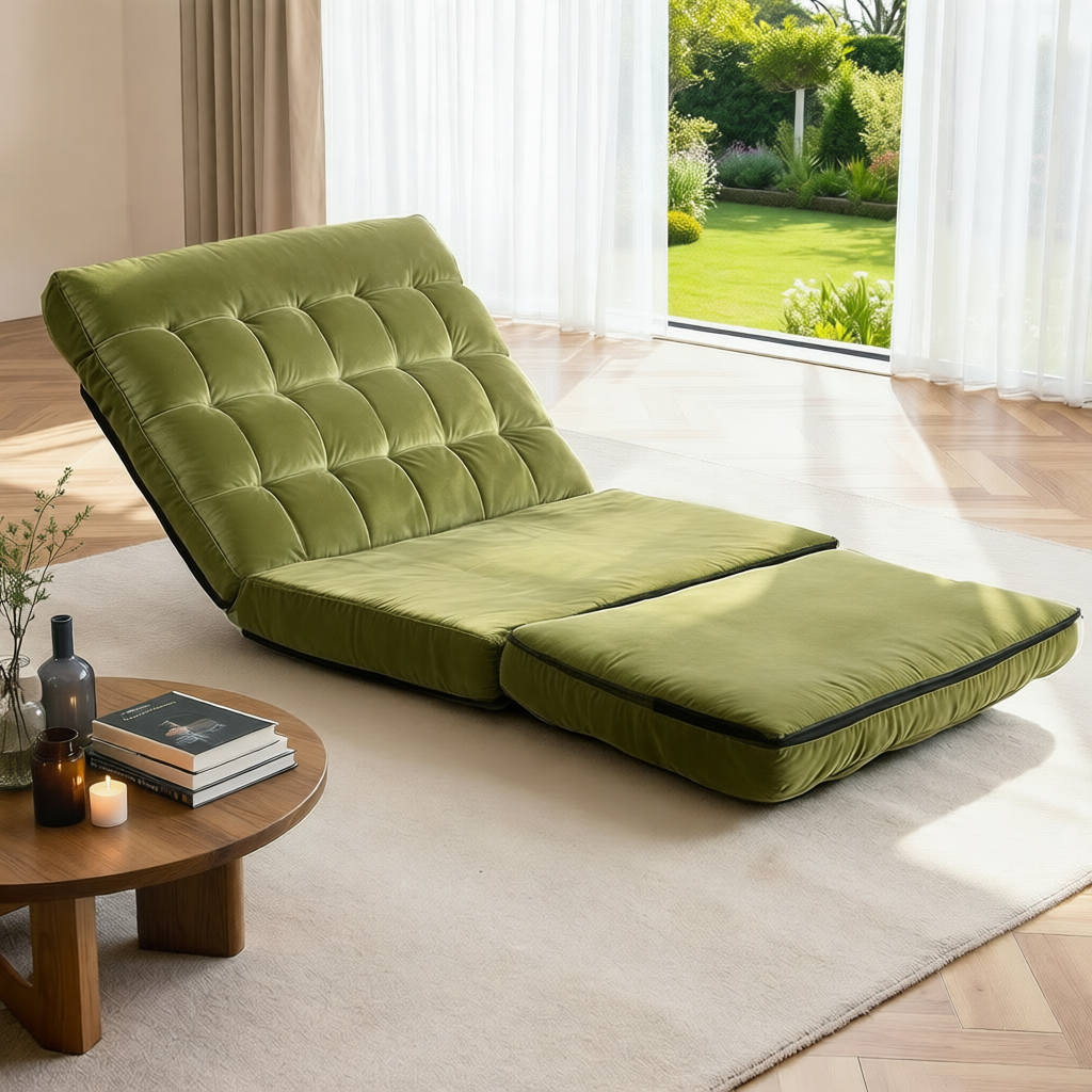 2-Seater Lounge Sofa Bed Green Fabric Modern Comfortable Living Room Chair - 8
