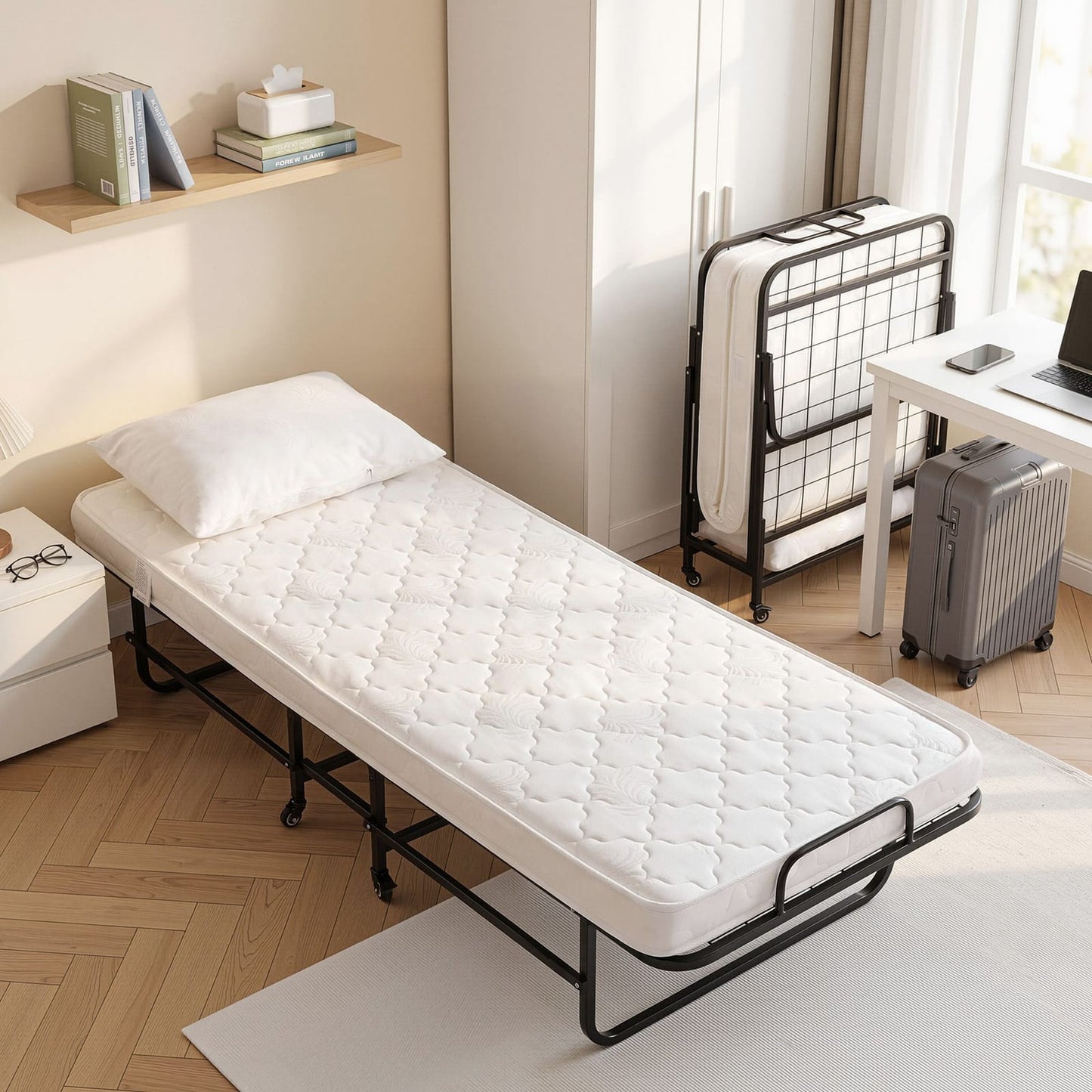 Folding Bed With Mattress Portable king