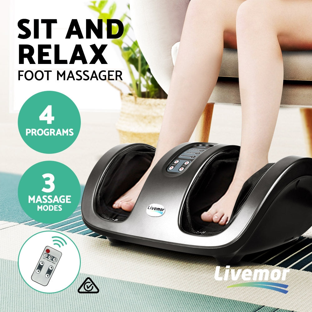 Livemor Foot Massager Shiatsu Massagers Electric Roller Kneading Leg Grey