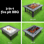 Fire Pit Bbq Grill Ice Bucket 3-In-1 Table