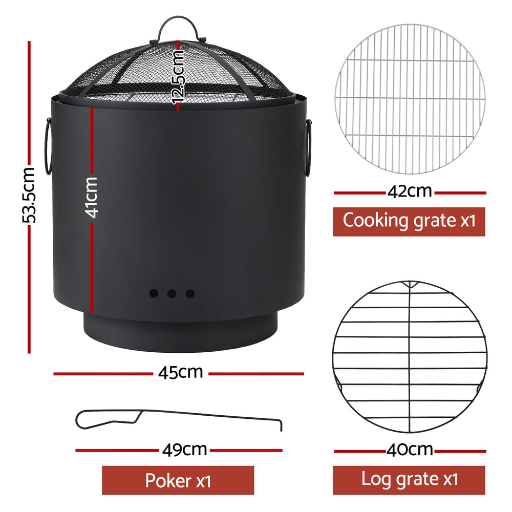 Deep Bowl Fire Pit BBQ Portable Outdoor Fireplace for Garden Patio
