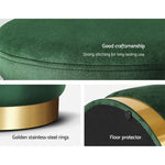 Ottoman Storage Foot Stool Round Velvet Green