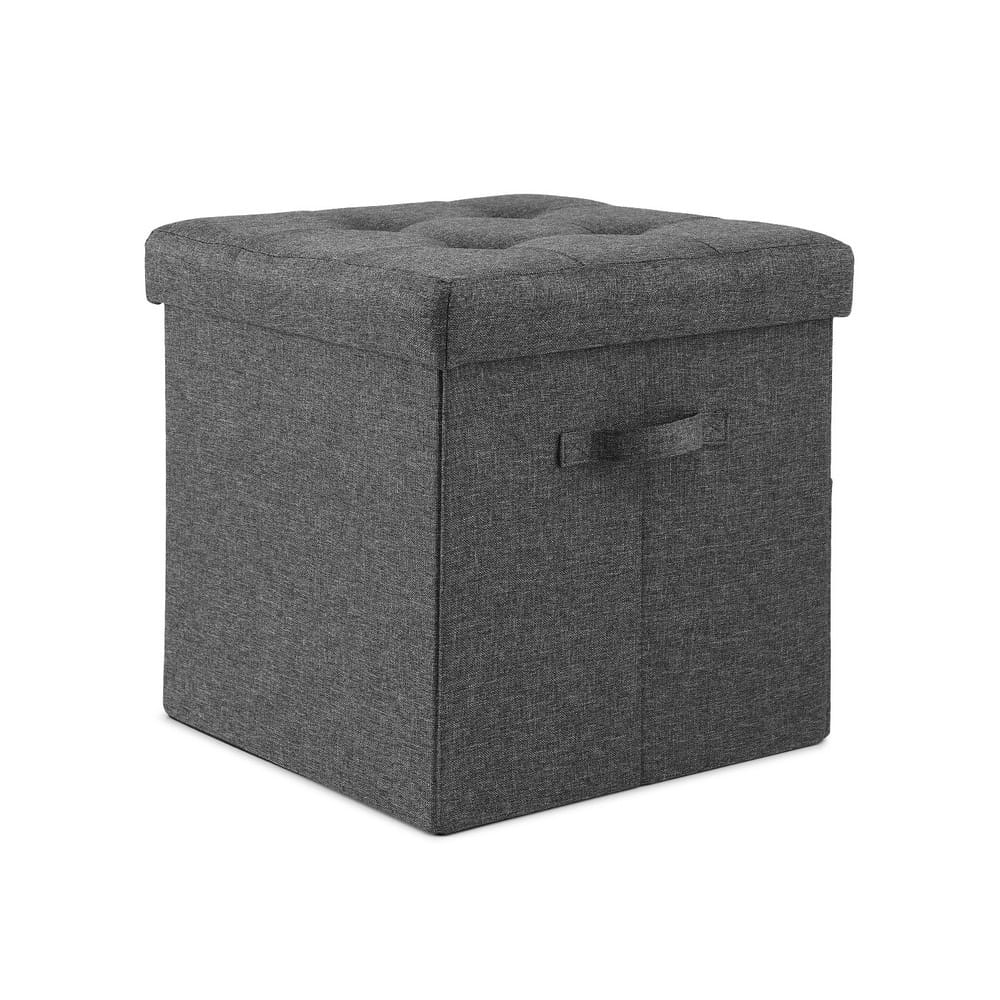 Grey Storage Ottoman Footstool 40x40x40cm