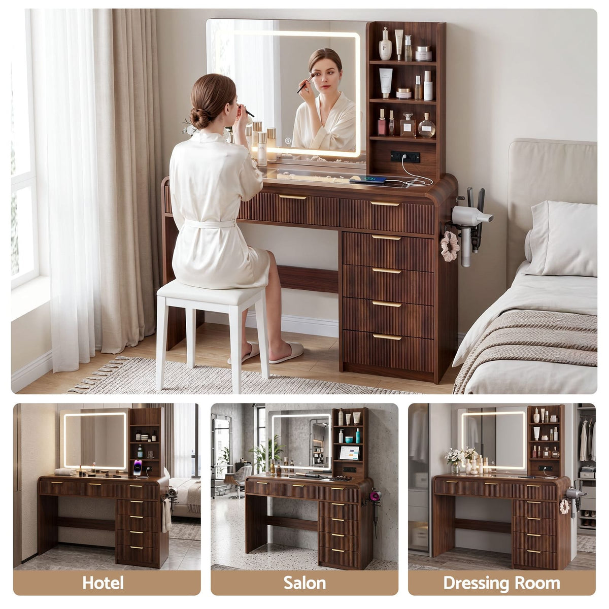 Dressing Table Vanity Desk 120x39.5x143.5cm