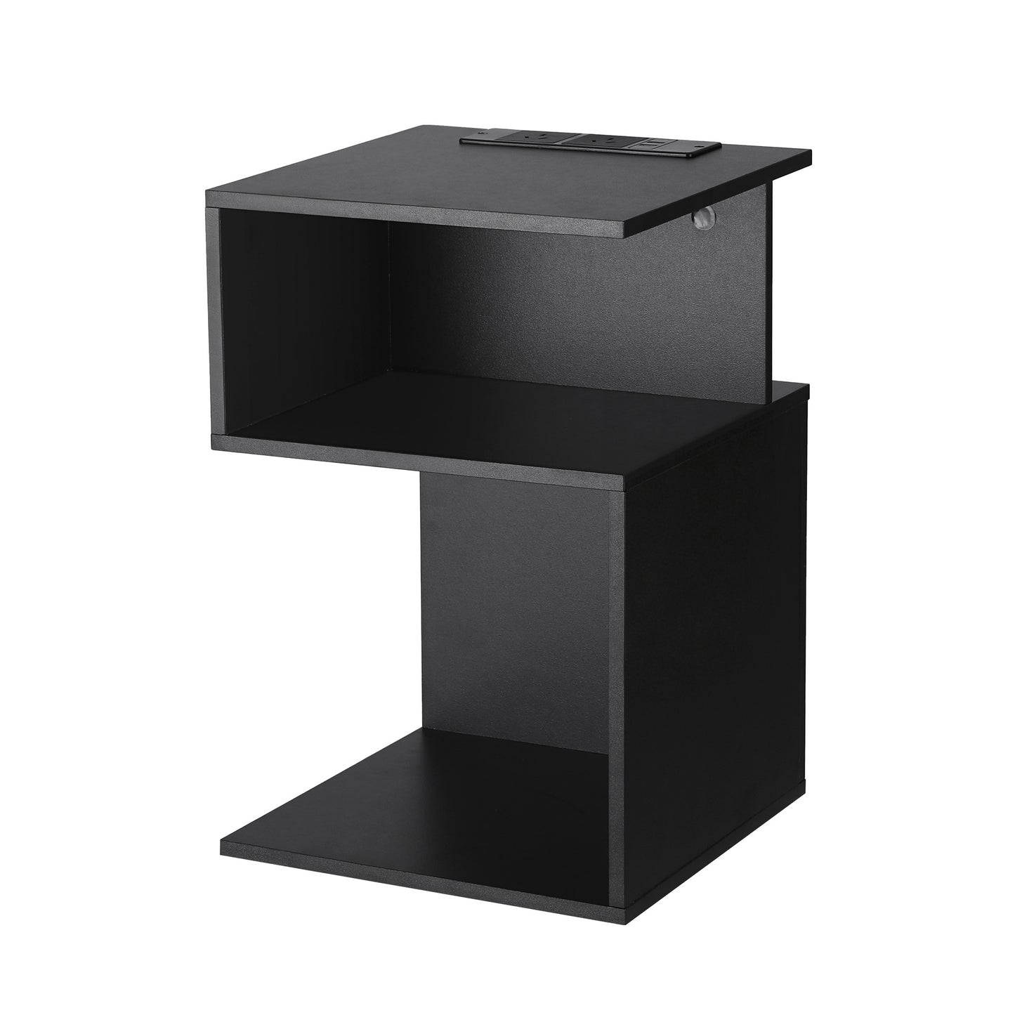 S-Shaped Bedside Table Charging Station Black | HomeAndLivin - 7