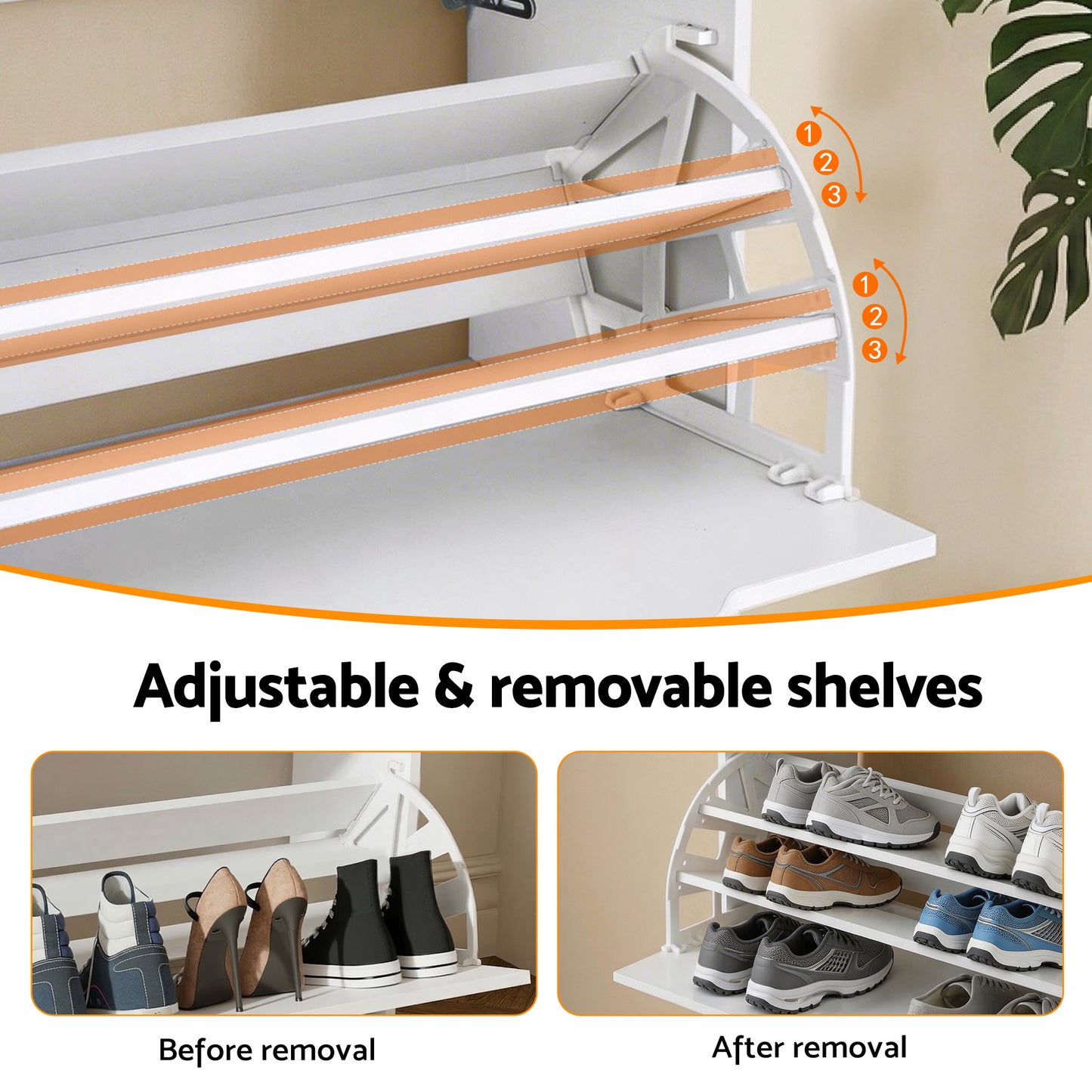 Shoe Cabinet 24 Pairs 6 Tier Flip Door White | HomeAndLiving
