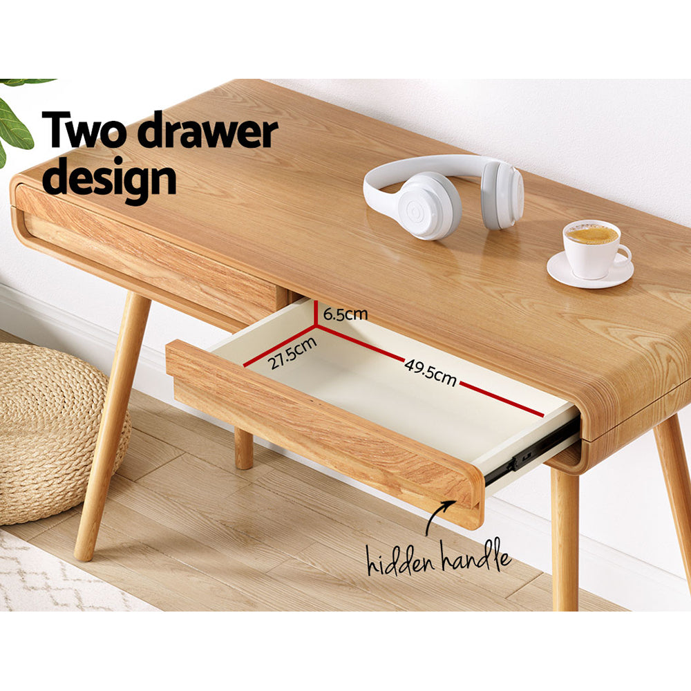 Computer Desk Drawer Natural Wood 100Cm