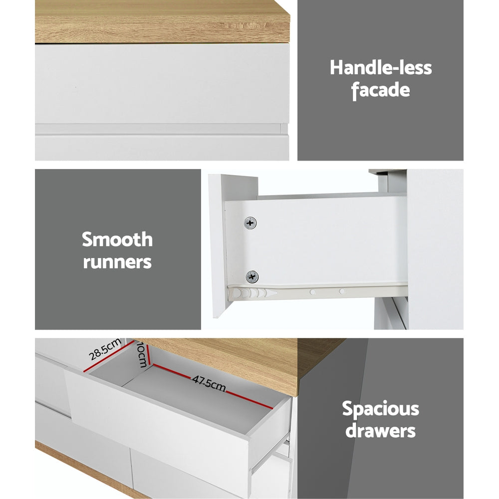 6 Chest Of Drawers Cabinet Dresser Table Tallboy Storage Bedroom White