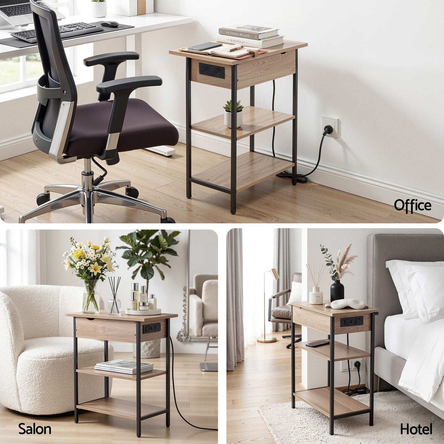 Flip-Top Side Table Charging Station 60cm | HomeAndLiving