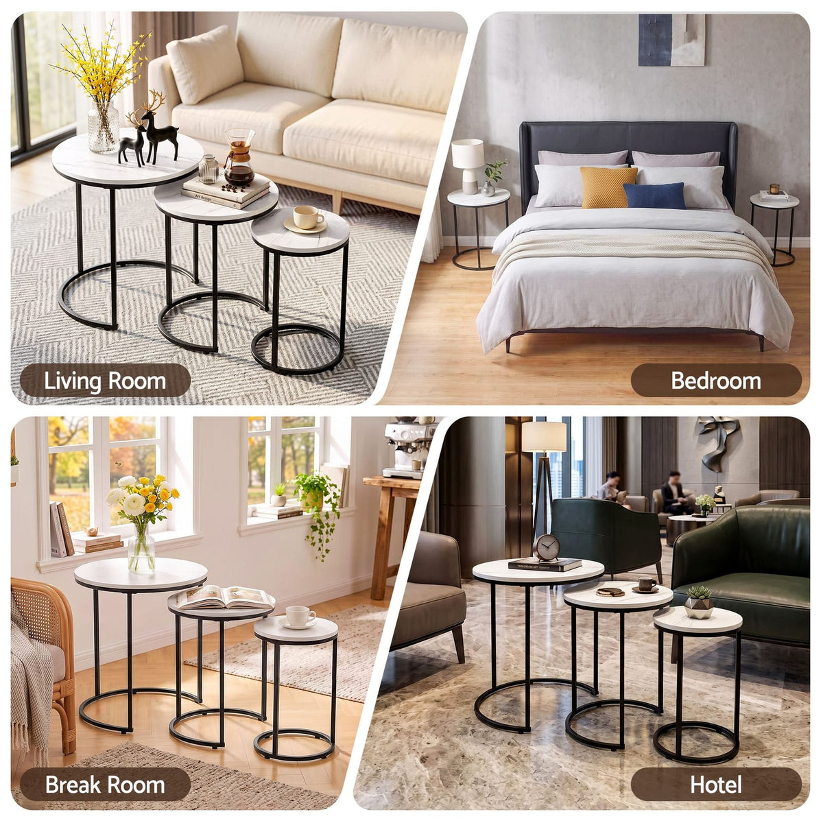 Round Marble Coffee Table Set 50x59cm