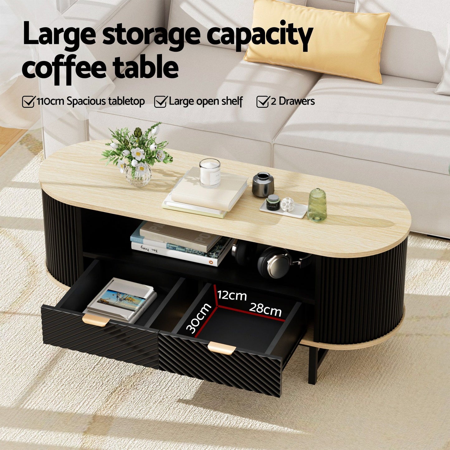 TV Unit Coffee Table Set Drawers Shelves | HomeAndLiving