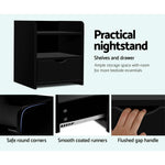 Bedside Table 1 Drawer With Shelf - Fara Black