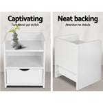 Bedside Table 1 Drawer With Shelf - Fara White