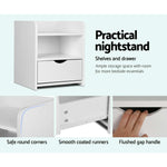 Bedside Table 1 Drawer With Shelf - Fara White