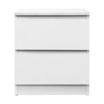 Bedside Table 2 Drawers - Pepe White