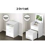 2-In-1 Dressing Table Stool Set Bedside Table White