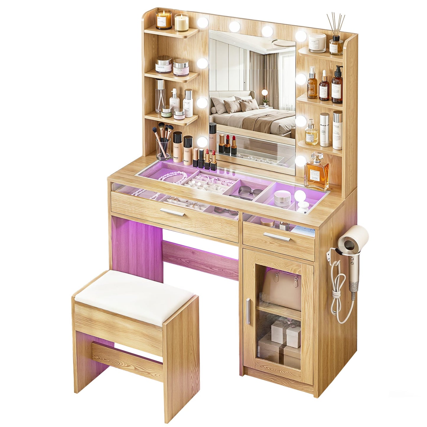 Dressing Table Vanity Desk Set 90x40x142cm