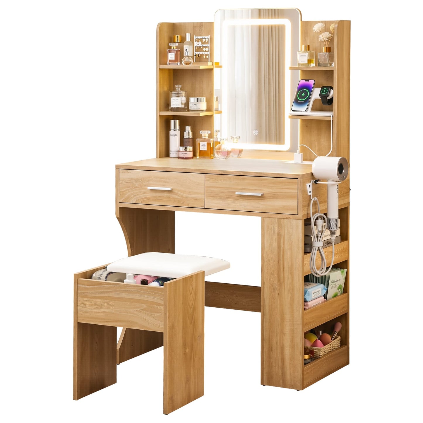Dressing Table With Led Mirror 80x40x135cm