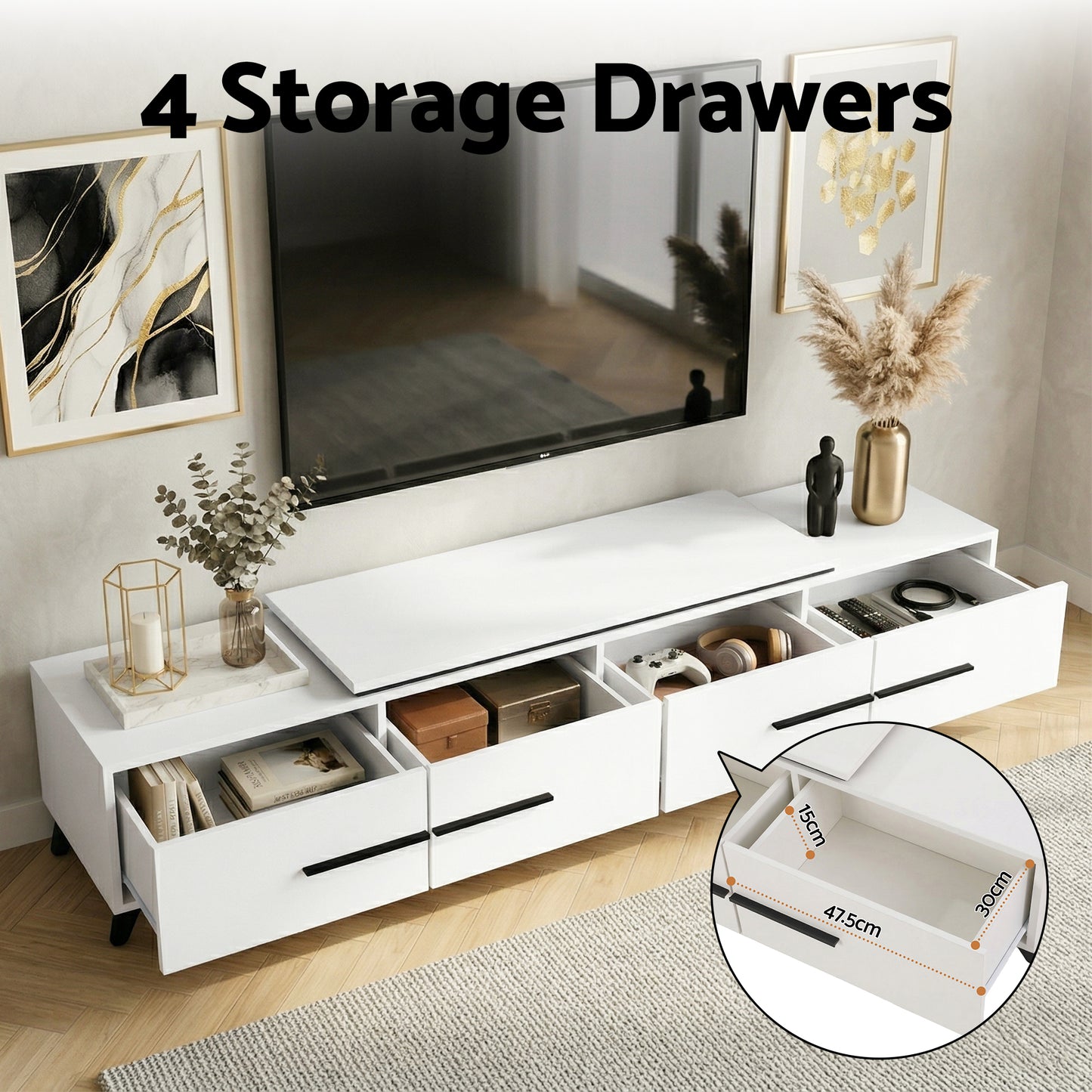 Extendable TV Cabinet Entertainment Unit 260cm | HomeAndLiving