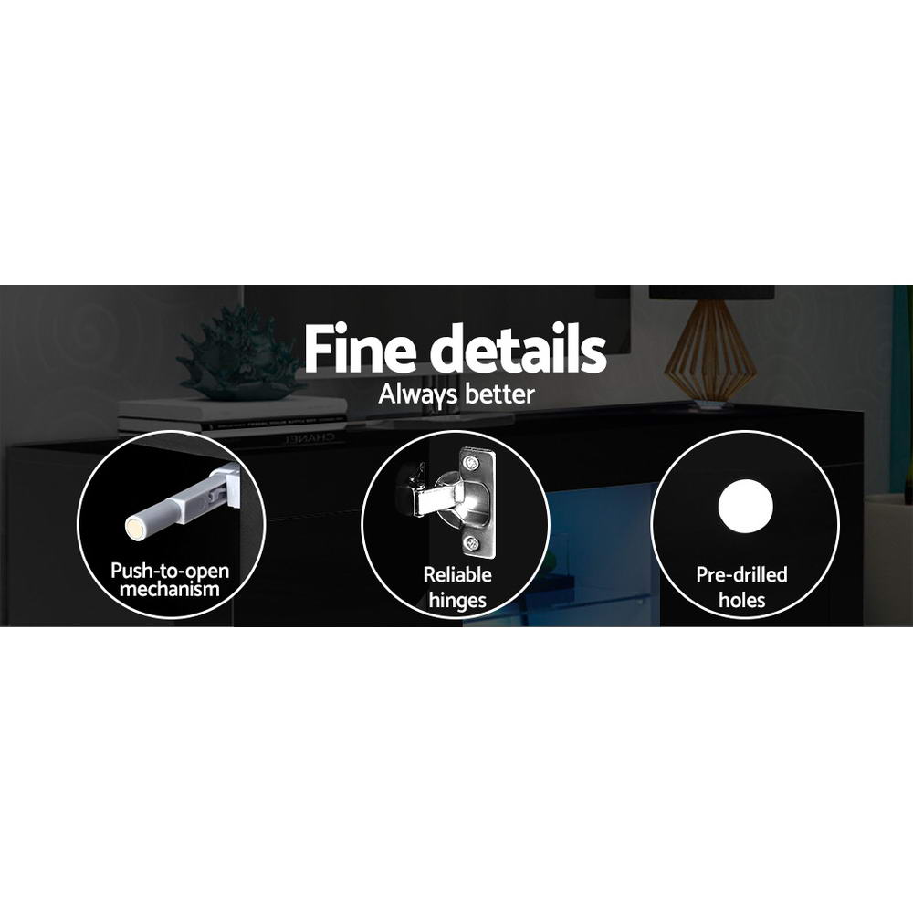 Entertainment Unit Tv Cabinet Led 160Cm Black Bobi