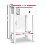 Bedside Table 1 Drawer With Shelf - Bowie White
