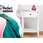 Bedside Table 1 Drawer With Shelf - Bowie White